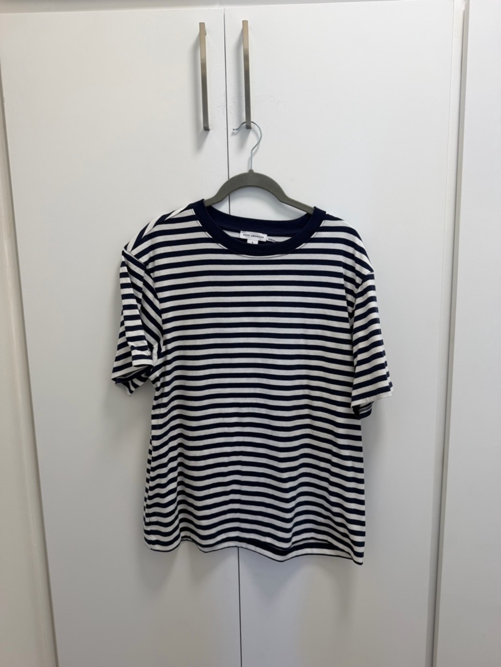 Good American Navy & White Striped Short Sleeve Kids Tee